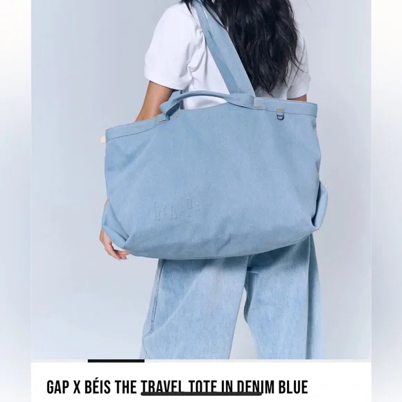 BEIS x GAP NWT Light Blue Jean/ Jeans Tote Bag - Picture 6 of 10